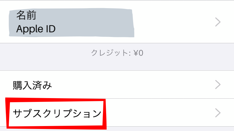 画面真ん中の「サブスクリプション」をタップ